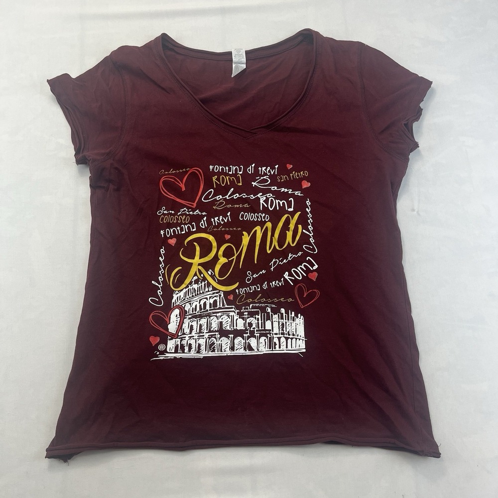 Roma Italy Colosseum Women's L Graphic Travel Souvenir Tee 100% Cotton